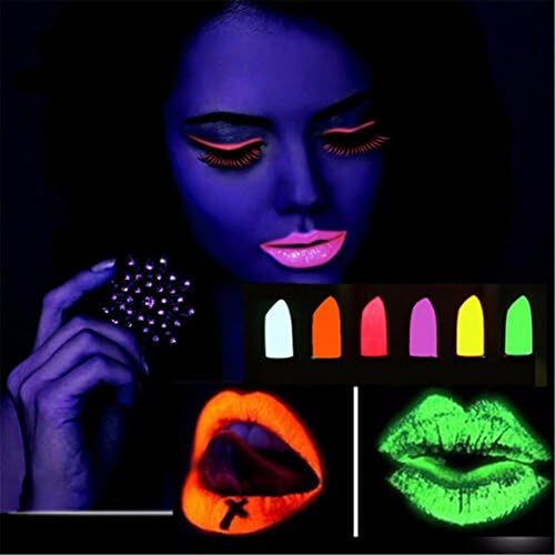 New Glow in the Dark Lipstick for Bars Halloween Party Cosplay Makeup Cosmetic Waterproof Soft Lip Cream (Blue)