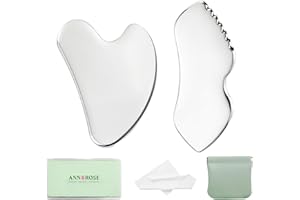 annrose ANNROS 2Pcs Stainless Steel Gua Sha Facial Tools, GuaSha Set for Face Neck, Natural Skin Care，Perfect GuaSha Set for Skincare and Rituals and Travel-Friendly, Gift for Women