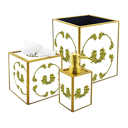 Ducoteduparc Glass Bathroom Accessories Set White And Gold Classic Empire Style Decorative 3 Piece Bath Accessories Sanitizer Soap Dispenser Rectangular Tissue Holder Trash Can From Amazon Daily Mail