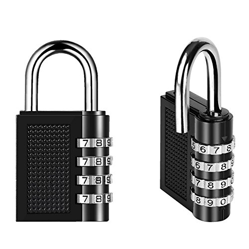 2 Pack 4 Digit Padlock, Combination Lock, Set Your Own Combination, Metal and Steel Material for Gate, Case, Luggage, Suitcase Baggage, Filling Cabinets, Toolbox, Home, School, Gym & Sports