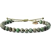 Handmade 6MM Natural Stone Beaded Healing Bracelet Gift for Men Adjustable String Waterproof Bracelet