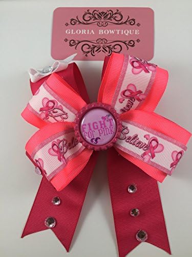 Hair Bows for Girls - Rhinestone Hair Bows and Bling Bling Hair Accessory Breast Cancer Awareness