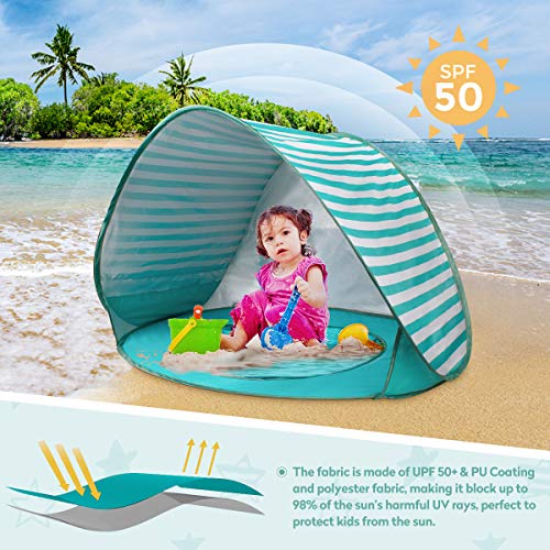 BUENAVO Pop Up, Portable Beach Tent for Baby Baby Floaties