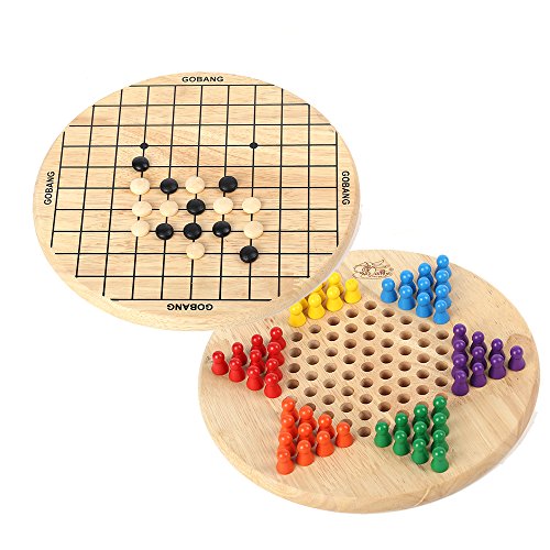 Wondertoys 2 in 1 Chinese Checkers & Gobang (Five in a Row) Wooden Board Game for Family