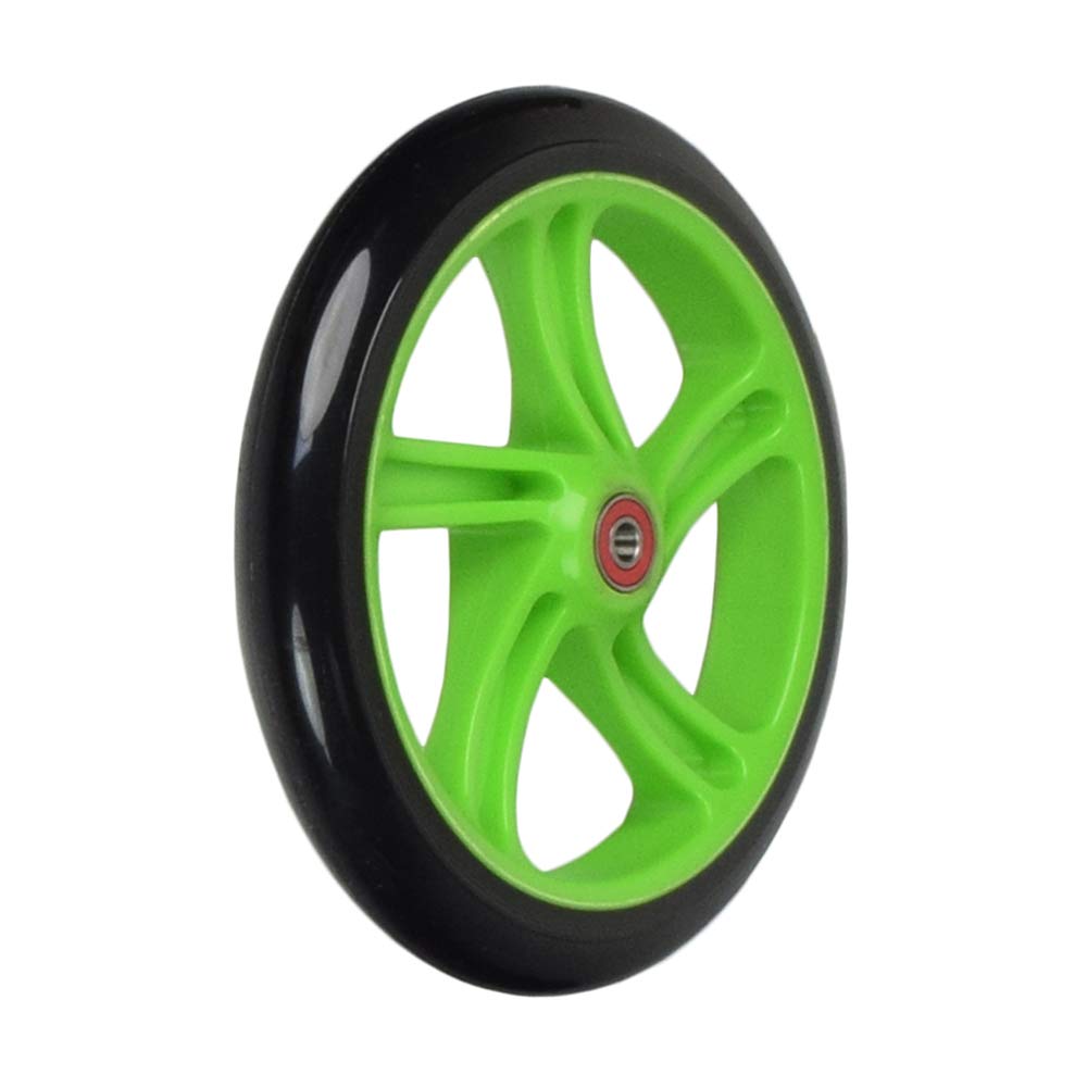 AlveyTech 200mm Black Wheel Green Hub for the Razor A5/Carbon Lux, Stiga - Replacement Durable Polyurethane 8" Caster Wheels for Kick Scooters, Trikes, Carts, Kids Folding Scooter Parts, DIY Install