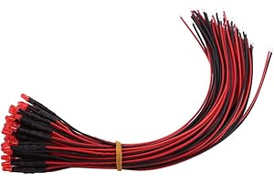 50pcs LED Diode 12v Red, 3mm Pre Wired DC12V Diffused LED Diodes Light LED Light Diffused Colored Lens Small LED Lamps(3mm-Re
