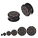 Yodeyhoo 2PCS Black Lotus Wood Organic Ear Tunnel Plugs Stretcher Gauges 00g-1