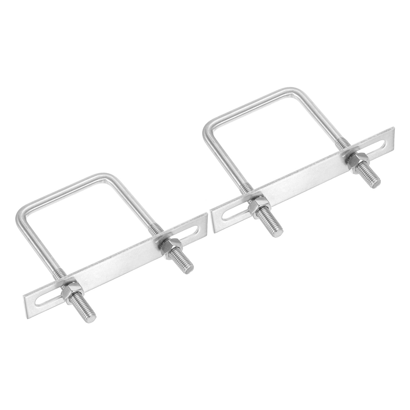 PATIKIL M10x75x120mm Square U-Bolts Kit, 2Set 304 Stainless Steel Square U Shaped Bolts Replacement Parts with Frame Plates and Nuts for Ski Board Sailboat Trailer