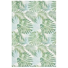 SAFAVIEH Barbados Collection 5'3" x 7'6" Green / Teal BAR592X Tropical Botanical Indoor/ Outdoor Non-Shedding Easy Cleaning Patio Backyard Porch Deck Mudroom Area Rug 514Ts5oze6L