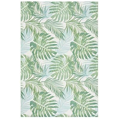 SAFAVIEH Barbados Collection 5'3" x 7'6" Green / Teal BAR592X Tropical Botanical Indoor/ Outdoor Non-Shedding Easy Cleaning Patio Backyard Porch Deck Mudroom Area Rug 514Ts5oze6L
