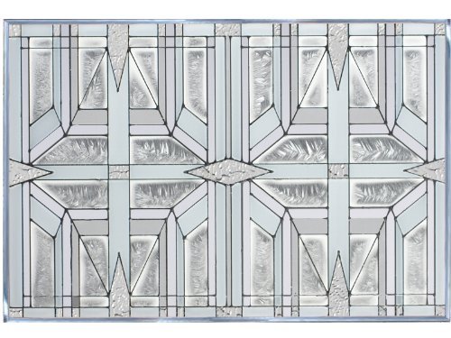Prairie 1 White 20.5" x 14" Horizontal Stained Glass Panel