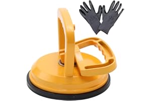 MAKERELE 4.8" Yellow Aluminum Alloy Suction Cup, Heavy Duty Vacuum Handle Glass Lifting/Tile Suction Cup Lifter/Moving Glass/Pad for Lifting