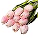 DZT1968 Tulip Artificial Flower Latex Real Touch Bridal Wedding Bouquet Home Decor,10pcs (Pink)