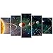 GEVES Planets Solar System Galaxy Universe Wall Art Painting Modern Home Decoration 5 Pieces Contemporary Giclee Canvas Prints Artwork Stretched and Framed Ready to Hang for Living Room Bedroom