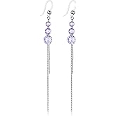 Plastic Earrings,KMEOSCH Stylish and Comfortable Plastic Drop Earrings with Hypoallergenic Hooks for Sensitive Ears - Purple Cubic Zircon Dangle and Tassel