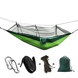 BlueStraw Camping Hammock with Mosquito Net Outdoor Double Person Hanging Bed Tent Portable Parachute Fabric Sleeping Hammock Cot Bed for Backpacking, Hiking, Traveling,Backyard, Relaxation