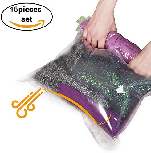 Small Space Saver Bags for Clothes 14x20" - Pack of 15 - Travel Vacuum Storage Bags