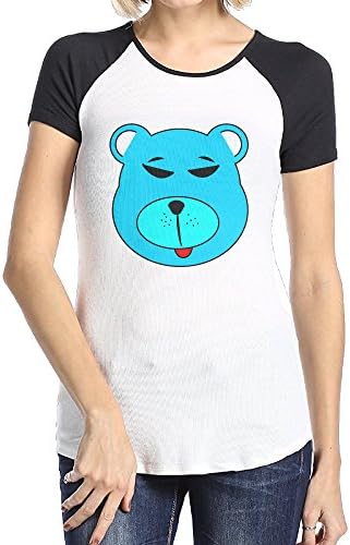 Blue Bear Teddy Womens 100% Cotton Raglan Shirt Black Size L