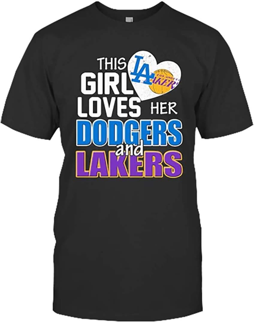 This Girl Loves Her D O D G E R S And L A K E R S H E A R T Unisex T Shirt Hoodie Sweatshirt Tank Tops T Shirt Amazon Com