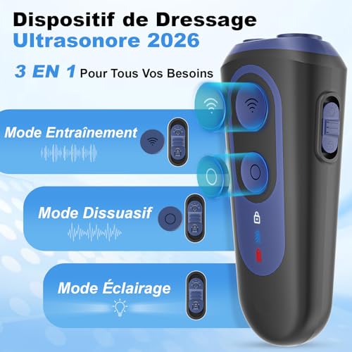Anti Barking Dog, Powerful Ultrasonic Dog Breeding Detractor with 3 Modes, Deterrent Bark Control Range 15 m with 30 Day Battery Life, Portable Anti-Bark Device