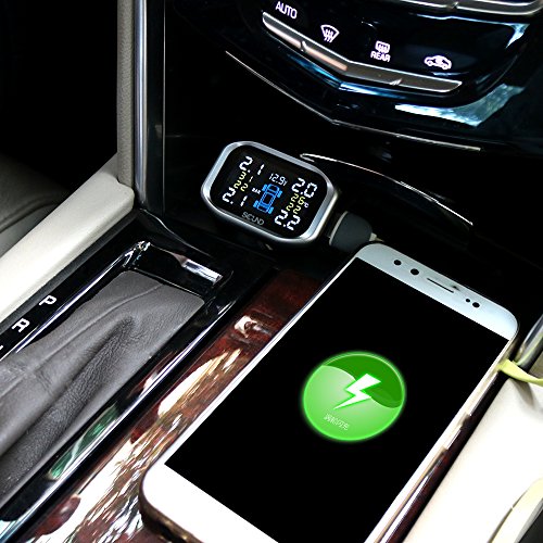 GZCRDZ TP720 Tire Pressure Monitoring System, Wireless TPMS with 4 External Sensors, Cigarette Lighter Plug LCD Display with Tire Pressure, Temperature Gauge and Battery Voltage (Black)