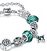 Vintage European Fashion Green Murano Glass Charm Heart Beaded Silver Plated Diy Bracelet 7.87