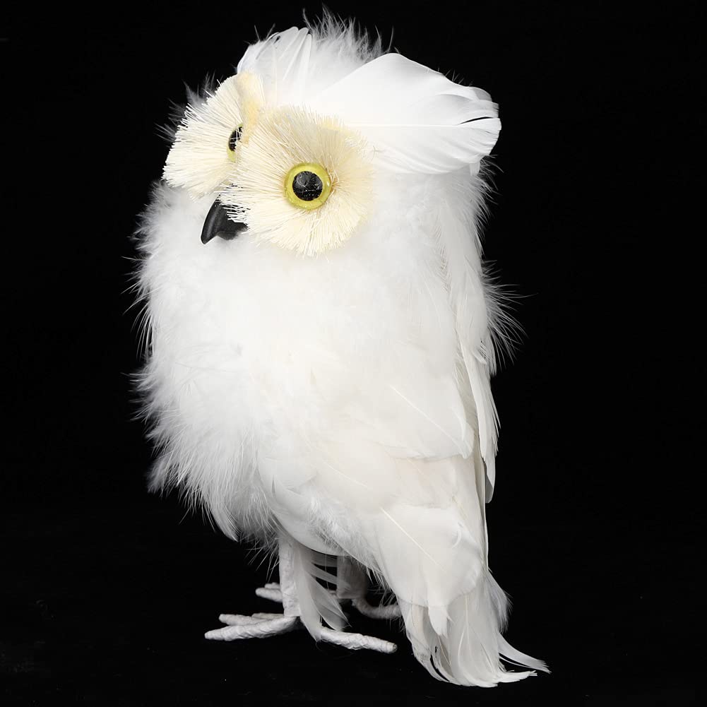 AUNMAS Artificial Owl, Party Embellishing Accessories Foam Bird Feather Ornaments White Foam Owl Simulation Owl for Home Garden
