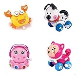 4pcs/Lot Wind Up Toy Wind-Up Animal for Baby, Toddler and Kid (Crab + Dog + Octopus + Cat)