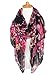 GERINLY Lightweight Rose Scarves: Fashion Flowers Print Shawl Wrap For Women Head Scarf Bufandas Floreadas (Black)