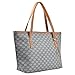 Micom Casual Signature Printing Pu Leather Tote Shoulder Handbag with Metal Decoration for Women (Blue)