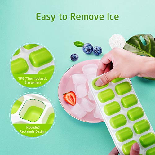 OMORC Cube EasyRelease Silicone and Flexible 14Ice Trays with Spill