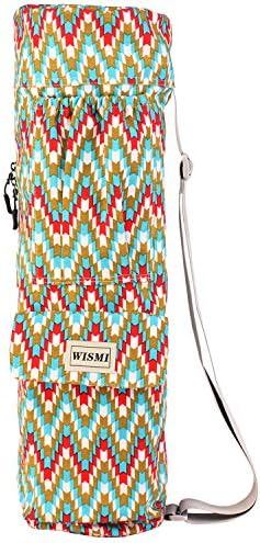 wismi Yoga mat Carrier Bag Patterned Canvas with Pocket and Full-Zip