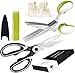 Chefast Heavy Duty Kitchen Shears and Herb Scissors Set: Combo Kit of Stainless Steel Food Scissors, 5-Blade Herb Cutter, and Two Jute Bags - Great for Meat, Poultry, Garden, Cooking and Crafts