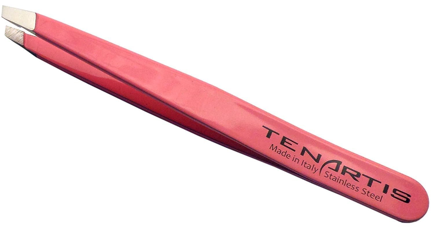 Tenartis 189 Pink Slant Hair Tweezers Stainless Steel - Made in Italy