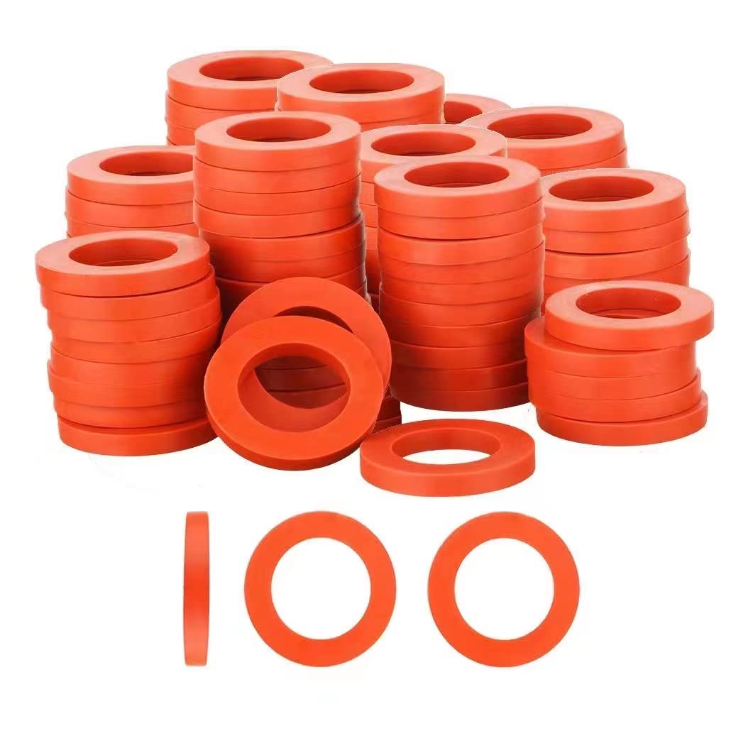 Photo 1 of Jeeker 100 PCS Garden Hose Washer, Heavy Duty Rubber Gasket Fit for Standard 3/4 inch Garden Hose Fittings (red)