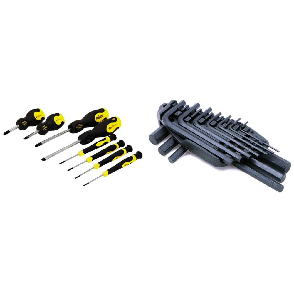 Rolson 28852 8 pc Screwdriver Set & 40352 10 pc 1.5 -10 mm Hex Key Set