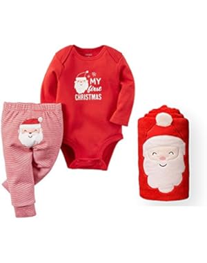 Carter's Baby My First Christmas Bodysuit and Pants Set with Santa Blanket