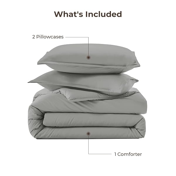 LITANIKA COMFORTERS MEDIUM GRAY SUPER KING PLUS SIZE, 3 PIECES LIGHTWEIGHT SOLID BEDDING SET & COLLECTIONS, ALL SEASON FLUFFY BED SET (128X120IN COMFORTER & 2 PILLOWCASES)
