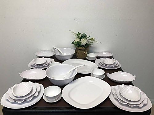 34-Piece Melamine Dinnerware Element White Set (FDA Compliance)
