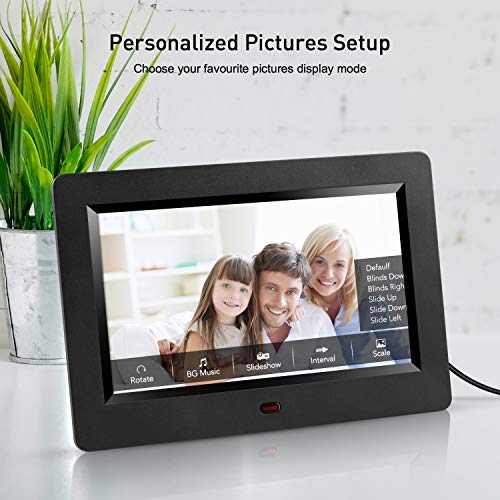 ARUNGO Digital Photo Frame Picture Frame 7 inch Digital Frame Video Music Player Support USB SD Slideshow with Remote Controller Gift Package