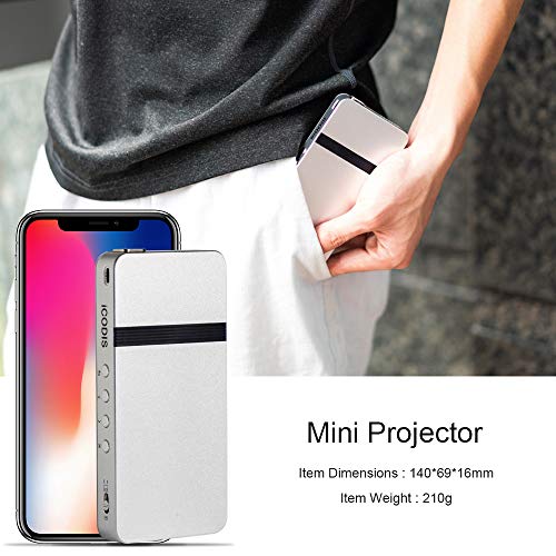 iCODIS G2 Mini Projector, DLP Supports Full HD 1080P, 150 ANSI Lumens Pico Video Projector, Auto Keystone Correction, Portable Size & 120" Display, 20,000 Hours LED for Multimedia Home Theater