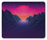 Ambesonne Synthwave Mouse Pad, 80's Artwork