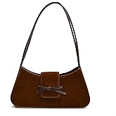 WEEKXING Small Shoulder Bags for Women Suede Handbag Cute Bow Purse Y2K Suede Hobo Handbag Clutch Underarm Purse