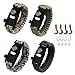 AMOSTING 4PCS Survival Bracelet, Multifunctional Adventure Outdoor Paracord Bracelet Flint Fire Starter,Compass, Whistle&Knife, Food Fishing GearScraper Hiking Camping Emergency