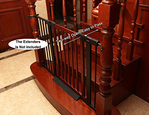 Baby Gate/Baby Gate for Stair with Banisters/Pet Gate, Fit Stairway or Doorway, Extendable, Auto Close, Pressure Mount (Metal)