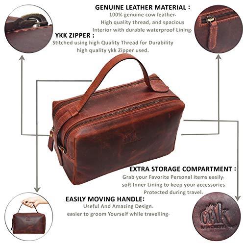 Leather toiletry bag for men - toiletry bag for women leather toiletry bag travel dopp kit Leather dopp men Shaving Kit (Brown Crazy Horse)