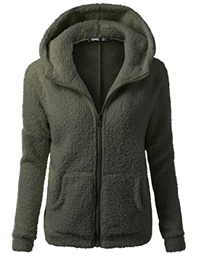 Click Here to See More Images Women Coat, New Hot Sale Women Hooded Sweater Coat Winter Warm Wool Zipper Coat Cotton Coat Outwear by Neartime (Army Green, 3XL)