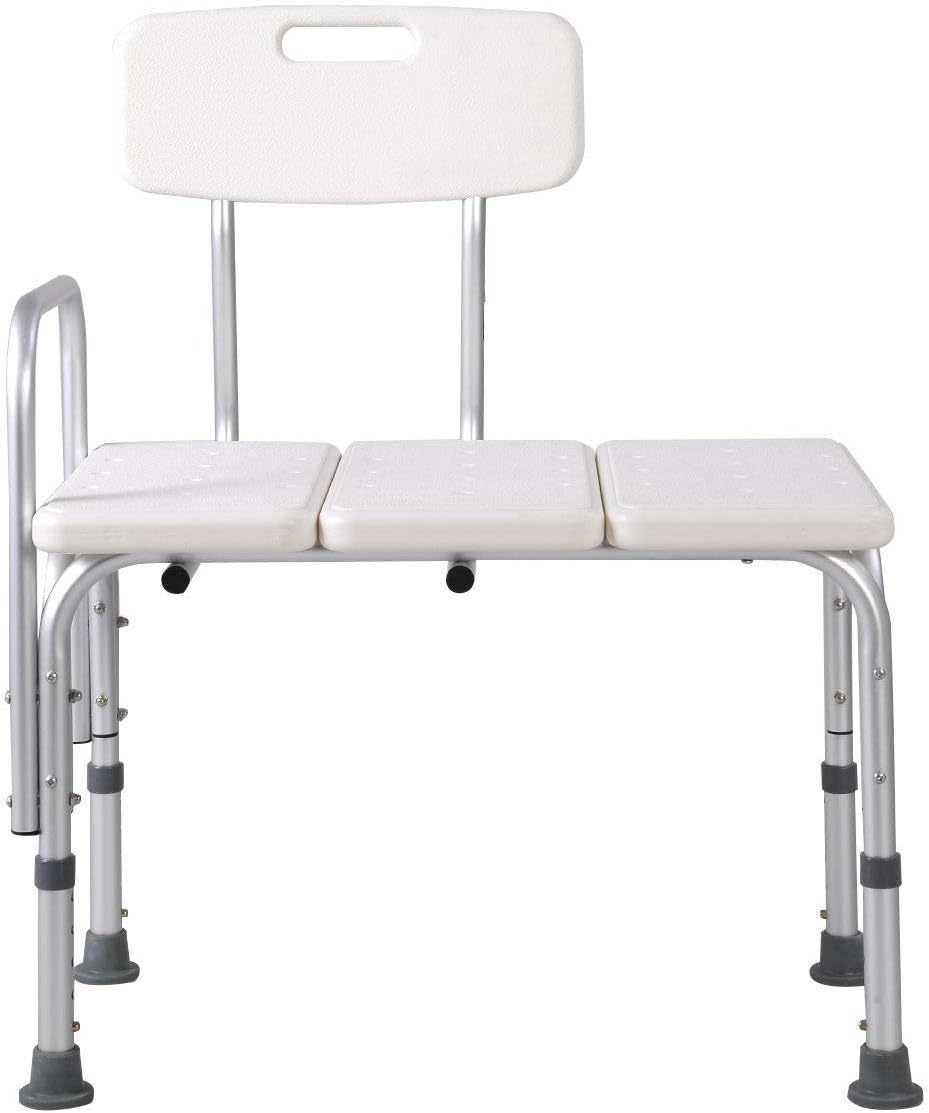 MedMobile® Bathtub Transfer Bench/Bath Chair with Back, Wide SEAT, Adjustable SEAT Height, Sure-GRIPED Legs, Lightweight, Durable, Rust-Resistant Shower Bench: Health & Personal Care