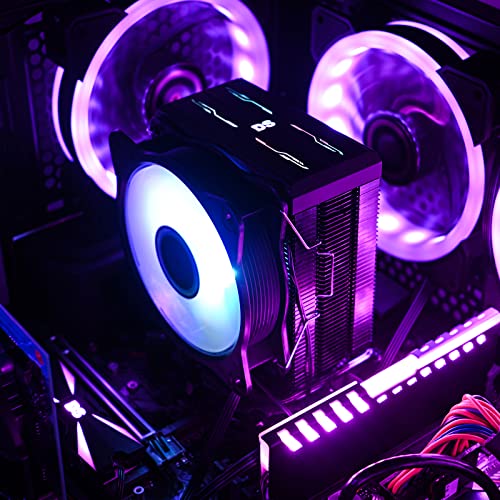 DS 2200RPM PWM CPU Cooling Fans with Black Aluminum CPU Cooler for Mid Full Tower Case, Compatible with Intel LGA 1200 115X 1366, Support ASUS Aura, Mystic Light Control (ARGB Fans, C Series)