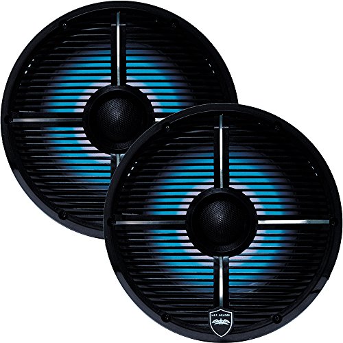 Wet Sounds REVO 8-XWB Black Closed XW Grille 8 Marine LED Inch Coaxial Speakers (Pair) (Certified Refurbished)